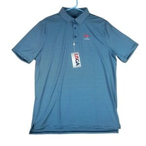 USGA Mens Drift Polo Shirt Navy Blue Stripe 123rd‎ US Open LACC XL New US15123